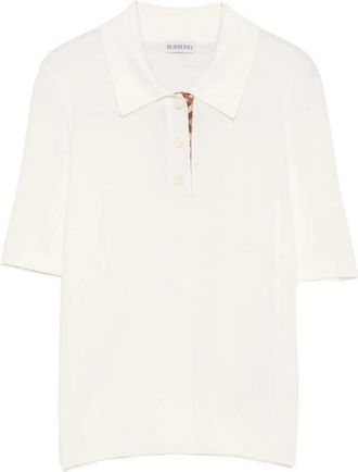 Burberry Polo Shirt - Dames - Polos - Wit - L - Wol - Tops