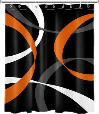 OEM Cortina De Ducha Con Estampado Geom&eacute;trico Moderno, Estilo Art&iacute;stico Retro Medieval Abstracto En Color Naranja, Impermeable Y Duradera, 60 X 72 Pulgada