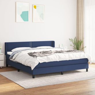 vidaXL Cama Box Spring Con Colch&oacute;n Tela Azul 180x200 Cm Vidaxl