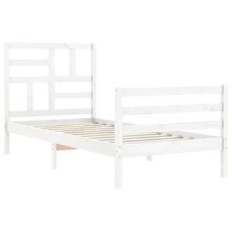 Berkfield Home Beautiful Bed Frame with Headboard White Single Solid Wood