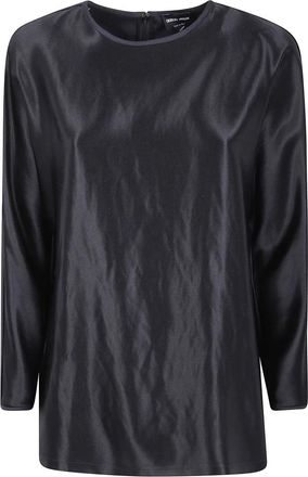 Giorgio Armani Tops, Dames, Zwart, M, Satijn, Blouse van Tussah zijdesatijn
