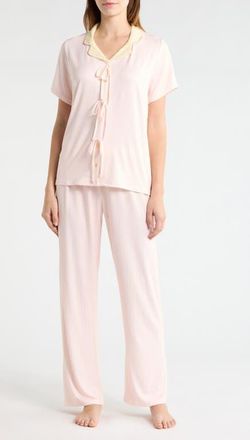 French Connection Bow Detail Pajamas in Lemon Pink at Nordstrom, Size X-Large