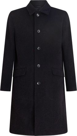 Etro textured-finish button-down coat - men - Cupro/Cashmere/Virgin Wool/Viscose/Viscose - 54 - Black