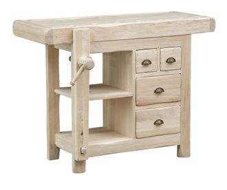 Biscottini International Banco De Trabajo De Estilo Country De Madera Maciza De Tilo Cruda L116xpr63xh90 Cm