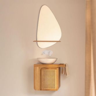 Sklum Conjunto De Mueble De Ba&ntilde;o Suspendido 60x40 Cm En Madera De Teca Georgy Sklum