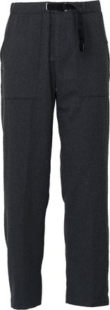 White Sand Adjustable Belt Washed Wool Straight-Leg Pants
