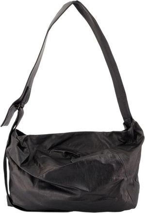 Yohji Yamamoto Puff M Schoudertas - unisex - Schoudertassen - Zwart - M - Leer - Tassen