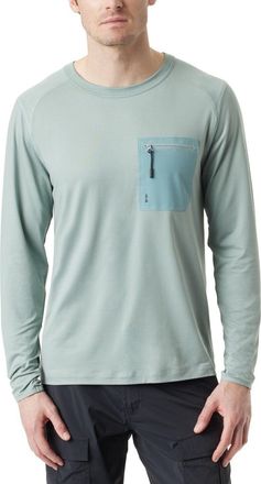 G.H. Bass & Co. Bass Outdoor T-Shirt MensBlue Stretch Long Sleeve Crew Neck Pullover MAC150