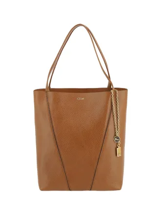 Chlo&eacute; Womens Shoulder Bag Spin Clay Brown Calf Leather