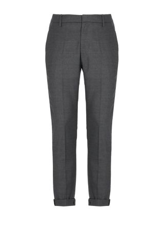 Dondup Tailored Grey Wool Pants with Cuffed Hem and Buttoned Pockets