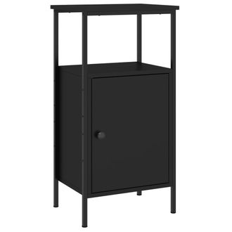 vidaXL Mesita De Noche Madera De Ingenier&iacute;a Negra 41x31x80 Cm Vidaxl