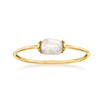 RS Pure by Ross-Simons Italian 3.5-4mm Cultured Pearl Ring in 14kt Yellow Gold