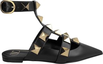 Valentino Roman Stud Caged Leather Ballet Flats