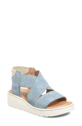 B&oslash;rn Kirby Wedge Sandal in Light Blue Suede at Nordstrom, Size 10