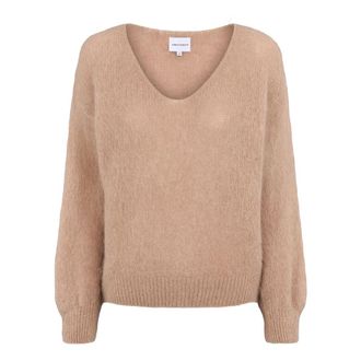 Americandreams Milana LS Alpaca Pullover - Dames - V-hals truien - Bruin - S - Wol - Truien & Vesten