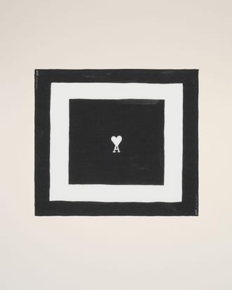 Ami Black Cotton Ami De Coeur Printed Scarf Black - OS - Unisex