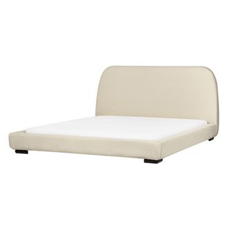 Beliani Beliani - Cama Con Somier Cl&aacute;sica Con Cabecero Tapizado De Tela Beige 160 X 200 Cm Roisel