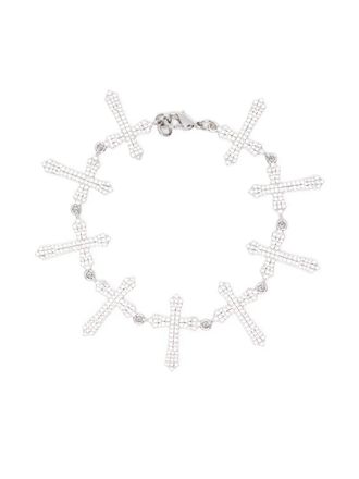 Darkai Cross Tennis bracelet - unisex - 18K White Gold-Plated Stainless Steel - One Size - Silver