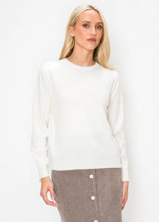 YAL New York White Knit Sweater with Ribbed Hem