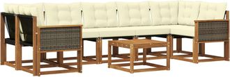 vidaXL Conjunto De Sof&aacute;s De Exterior 8 Uds. Natural Y Crema Vidaxl