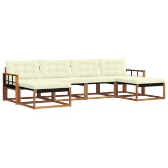vidaXL Conjunto De Sof&aacute;s De Exterior Con Coj&iacute;n 6 Pcs Natural Y Crema Vidaxl