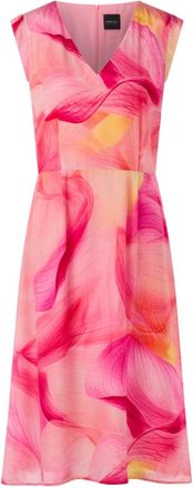 Marc Cain Viscose Midi Jurk met Calla Lelies - Dames - Zomerkleedjes - Veelkleurig - L - Leer - Kleedjes