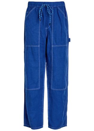Rag & Bone Rag & Bone Atlas Panelled Relaxed Straight-leg Linen Trousers - Blue - XL (UK16 / XL)