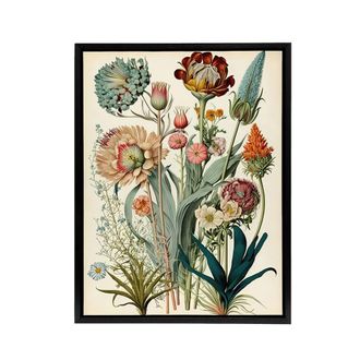 Artery8 Ernst Haeckel Inspired Wildflowers Framed Canvas Wall Art Print | Size: W24 x H32