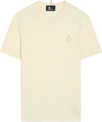 Moncler Logo-appliqu&eacute;d Cotton T-shirt - Ivory - XS (UK 8 / XS)