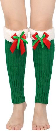 Generic Girls Christmas Legwarmers Cute Chunky Cable Knitted Leg Warmer with Bow Kids Warm Fleece Ankle Warmer Socks for Funny Dress Ballet Yoga Dance Ice Ska