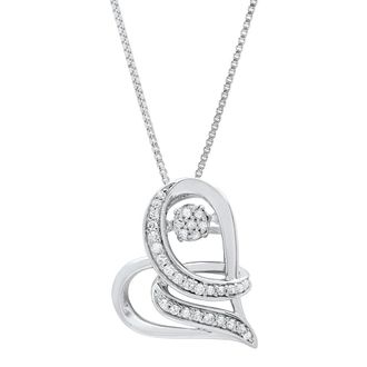 MAX + STONE Dancing Diamond Heart Pendant Necklace (0.16 cttw., H-I, SI1-SI2) 18 in 925 Sterling Silver