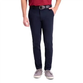 Haggar Plain Stretch Chino Slim Fit Pants In Navy