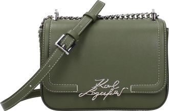 Karl Lagerfeld tassen met Tracolla contrast damesgroen en olijfleer