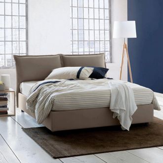 Dmora Dmora - Cama Matrimonial Dcarrar, Cama Contenedor Con Revestimiento De Tela, 100% Made In Italy, Apertura Frontal, Con Colch&oacute;n 160x190 Cm Incluido, T&oacute;