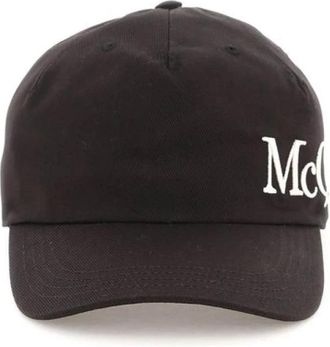 Alexander McQueen Baseballpet met logo-borduring - unisex - Petten - Zwart - M - Katoen - Accessoires