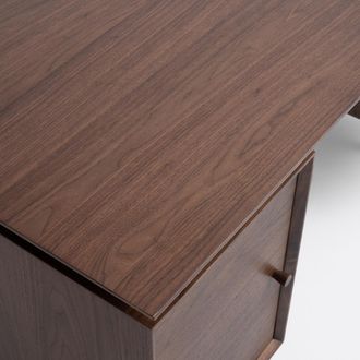 La Redoute Interieurs Vintage bureau met dubbele lade, walnootfineer, Quilda