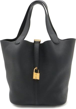 Herm&egrave;s Black Taurillon Clemence Leather Handbag Tote Bag (Pre-Owned)
