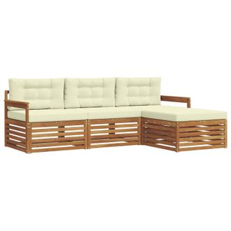 vidaXL Conjunto De Sof&aacute;s De Exterior Con Coj&iacute;n Natural Y Crema Vidaxl