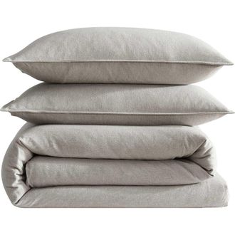 Calvin Klein M&eacute;lange Flannel Comforter & Sham Set in Natural at Nordstrom, Size Queen