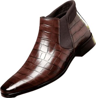 Generic Mens Chelsea Dress Boots Comfortable Leather Slip on Ankle Boots for Casual & Formal Occasions,Dark Brown,10.5 UK