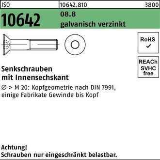 OEM Tornillo Avellanado Iso 10642 Hex&aacute;gono Interior M10x 140 8.8 Galvanizado 50 Unidades