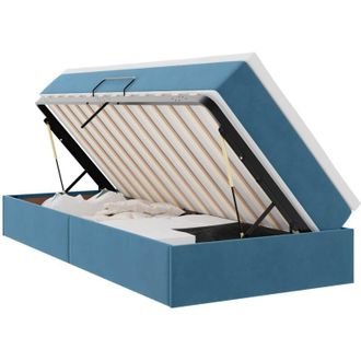 vidaXL Storage Bed with Mattress Dark Blue 90 x 200 cm Velvet vidaXL