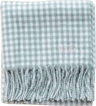 TBCo Lambswool Gingham Baby Blanket in Sage Nursery Gingham at Nordstrom