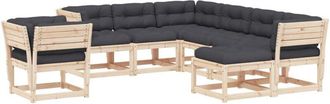 vidaXL Muebles de jard&iacute;n 8 pzas y cojines madera maciza pino Vidaxl