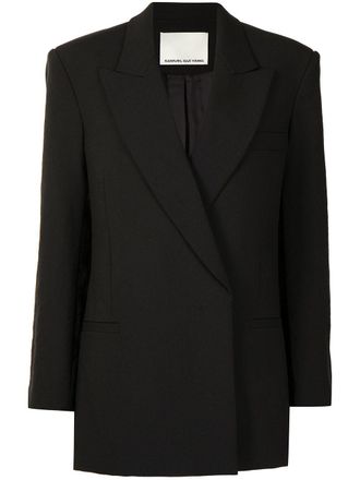 Samuel Gui Yang double-breasted boxy blazer - women - Bemberg/Polyester - 12 - Black