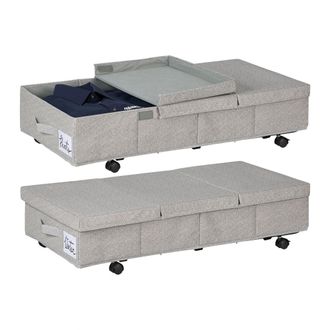 Relaxdays Cajas De Almacenaje Bajo La Cama, Pack De 2, 50 Litros, Con Ruedas, 20 X 80 X 40 Cm, Plegables, Con Tapa, Gris - Relaxdays