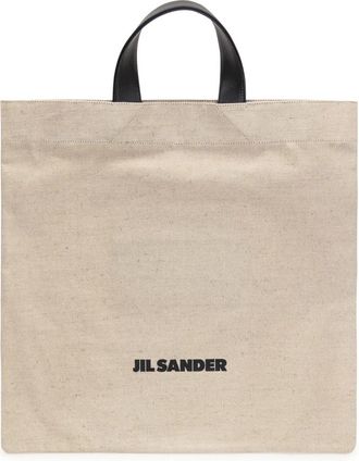 Jil Sander Vierkante Boek Tote Shopping Bag - Dames - Shoppers - Beige - ONE Size - Katoen - Tassen