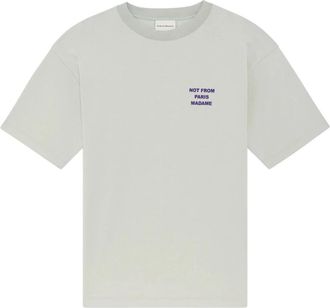 Dr&ocirc;le de Monsieur T-shirt met slogan-print - Heren - Tops - Grijs - Maat: S Katoen
