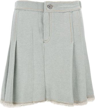 Barrie Pleated Skirt With Buckled Waistband And Textured Finish