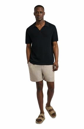 Onia Cotton Textured Johnny Collar Polo in Black at Nordstrom, Size Small S